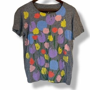 Michael De Feo for J.Crew Floral Graphic Tee Gray Artist Collaboration Small